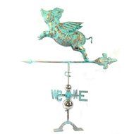The Urban Port C215-123110 Antique Defined Copper Green Flying Pig Weathervane by Urban Port