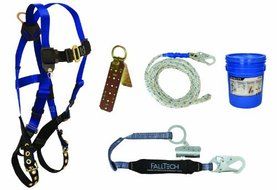 FallTech 8595RA Roofers Kit - 7016 Harness, 8150 Vertical Lifeline, 8368 SAL with Trailing Grab, 7410 Roof Anchor...