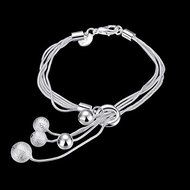 Charm Bangle Chain Bracelet New Women&#039;s Jewelry 925 Silver Plated Crystal Cuff N4