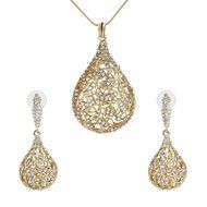 Indian Bridal Jewelry Set Gold Plated Dangle Ball Earrings+Necklace Crystal Gift N3