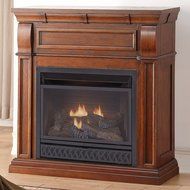 ProCom Dual Fuel Vent Free Gas Fireplace - 26,000 BTU, T-Stat Control, Chestnut Oak Finish N2