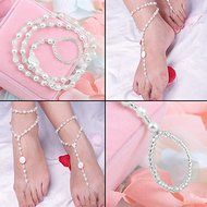 Fashion Barefoot Sandal Bridal Beach Pearl Foot Jewelry Anklet Chain Bracelet ZD N2