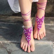 Sexy Barefoot Sandals Crochet Foot Jewelry Ankle Anklet Cotton Bracelet Chain N2