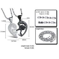 Morenitor[TM]Couple Necklace set Stainless Steel Silver Black Heart Shape Key Matching Set Necklace for Women&#039;s...