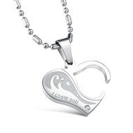 Morenitor[TM]Couple Necklace set Stainless Steel Silver Black Heart Shape Key Matching Set Necklace for Women&#039;s... N3