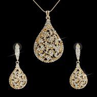 Indian Bridal Jewelry Set Gold Plated Dangle Ball Earrings+Necklace Crystal Gift N4