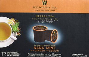 Wissotzky Tea Spiced Citrus Nana Mint Herbal Single Serve Cups for Keurig K Cups, 12 Count N37