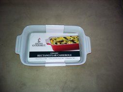 Grand Gourmet Ceramic Rectangular Casserole Red &amp; White 10.5 Inch N3