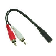 Generic 3.5mm Female to 2x Phono RCA Male Audio Extension Cable Stereo Jack Dual RCA 6" Black