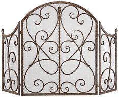 Echo 31" High Bronze 3-Panel Fireplace Screen N3