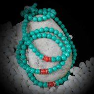 8mm China Tibetan Buddhist Turquoise Mala Prayer Bead N6