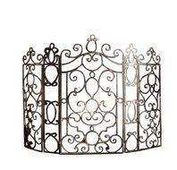 French Quarter Ornate Iron Scroll Fireplace Screen N2