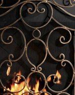 French Quarter Ornate Iron Scroll Fireplace Screen N3