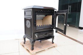 HorseFlame Cast Iron Freestanding Wood Burning Stove HF717UAE Enamel Black N2