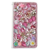 Spritech(TM) PU Leather Bling Phone Case For ZTE ZMAX Z970,Handmade Blue Crystal White Flower Accessary Design... N22