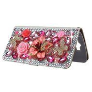 Spritech(TM) PU Leather Bling Phone Case For ZTE ZMAX Z970,Handmade Blue Crystal White Flower Accessary Design... N25