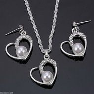 GIFT Jewelry Simple Rhinestone Bridal Crystal Necklace Earrings Set Jewelry