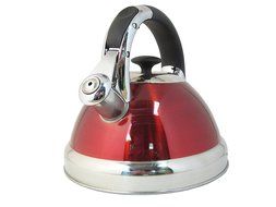 Native Spring 3-Quart Whistling Stainless Steel Tea Kettle Excellent for your Favorite Drink - Red N4