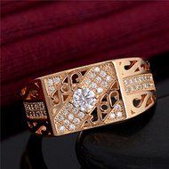 Fashion Noble 1pc 18K Gold Filled Cubic Zirconia Men's Women Ring size9-11 (10) N3
