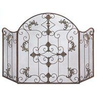 Gifts &amp; Decor Rustic Scrollwork Iron Florentine Fireplace Screen