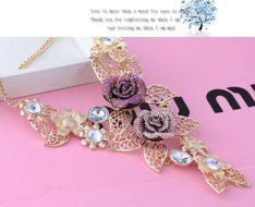 Women Fashion Jewelry Pendant Crystal Choker Chunky Statement Chain Bib Necklace N3