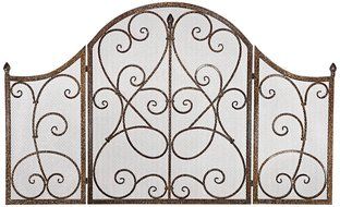 Echo 31" High Bronze 3-Panel Fireplace Screen N4