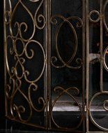 French Quarter Ornate Iron Scroll Fireplace Screen N6