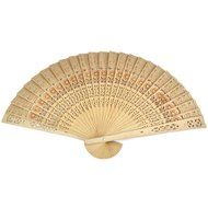 JETTINGBUY Chinese Carved Hand Folding Fan Wooden Printing