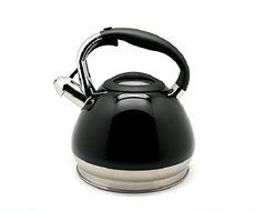 Creative Home Triumph Stainless Steel Whistling Tea Kettle, 3.5 Quart, Black Tea Kettle