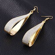 Gold Silver Crystal Scrub Water Drop Hook Dangle Earrings Fashion Women Party (gold) N2