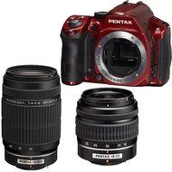 Pentax K30 Digital Camera with 18-55mm AL and 55-300mm AL Lens Kit Red