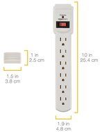 AmazonBasics 6-Outlet Surge Protector Power Strip 2-Pack, 200 Joule