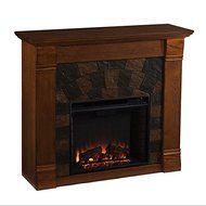 Upton Home Stonegate Antique Stone Stacked Oak Electric Fireplace N5