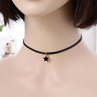 New Punk Gothic Black Leather Cord Choker Necklace Retro Charm Pendant Bib Chain N2