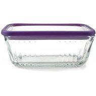 Anchor Hocking Bake 'N' Store Glass Baking Dish with Lid and Eggplant Silicone Gasket Sleeve, 5 Cup
