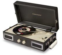 Crosley CR40-BK Mini Turntable with Full-Range Stereo Speakers, Black &amp; Cream