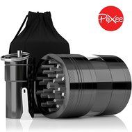Weed, Herb and Tobacco Grinder - 4 Piece Aluminum Spice Crusher with Carrying Bag &amp; Container - 3.25&rdquo; - Blue -... N3