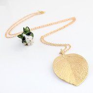 Womens Lucky Leaf Pendant Necklace Gold Long Sweater Chain Lady Jewelry Gift N2