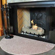 Flame 4' Half Round Fireplace Rug- Light Hickory N3