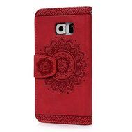 S6 Edge Case,Samsung Galaxy S6 Edge Case - Wallet Embossed Totem Flower Premuim PU Leather Snug Fit Soft TPU Inner... N4