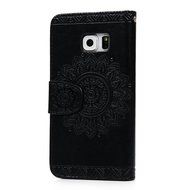 S6 Edge Case,Samsung Galaxy S6 Edge Case - Wallet Embossed Totem Flower Premuim PU Leather Snug Fit Soft TPU Inner... N9