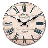 Wood Vintage Wall Clock Shabby Rural Antique Style For Home Office Decor