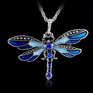 Retro Silver Jewelry Dragonfly Pendant Crystal Sweater Chain Necklace Xmas Gifts