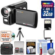 Bell &amp; Howell DV200HD HD Video Camera Camcorder with Built-in Video Light 32GB Card + Video Light + Tripod + Case...