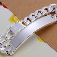 925 Sterling silver plated 10MM unisex women Men's charm Chain bracelet jewelry N2