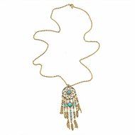 Retro Dream Catcher Turquoise Feather Charm Pendant Jewelry Long Chain Necklace