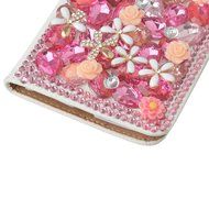 Spritech(TM) PU Leather Bling Phone Case For ZTE ZMAX Z970,Handmade Blue Crystal White Flower Accessary Design... N32