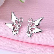 1 Pair Hot Women Lovely Butterfly Earrings Silver Plated Jewelry N2