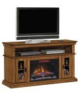 Brookfield TV Stand w/ 26" Contemporary Elec. Fireplace, Premium Oak