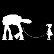 Girl Walking Robot AT-AT Star Wars WHITE Vinyl Car/Laptop/Window/Wall Decal by Decal Addiction